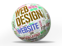 Professional website design services visual with web design and development word cloud globe